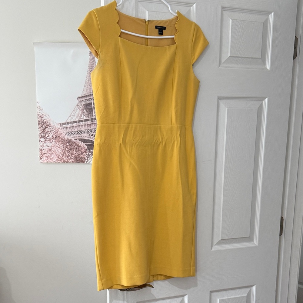 Ann Taylor Mustard Cap Sleeve Midi Dress